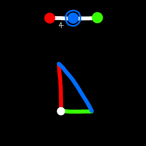 the 90-60-45 spherical space triangle domain of B3, with a white dot at the 90 degree corner, and the diagram o4x3o above it